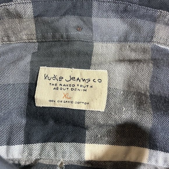 Nudie Jeans Co Flannel Shirt Men's XXL Plaid Button Up Long Sleeve - Picture 6 of 9